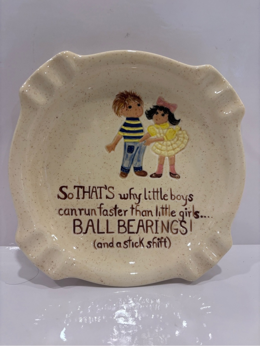Vintage hand painted ceramic ashtray